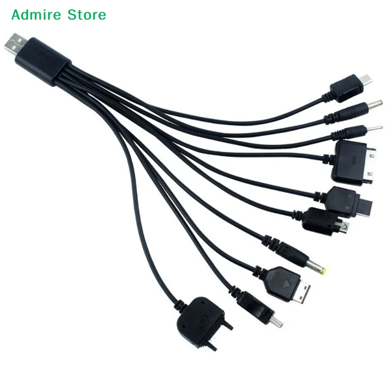 [G]Multi Pin Cable Charger USB Adapter Cable Data Wire Cord 10 in 1 Multifunction USB Data Transfer Cable Universal