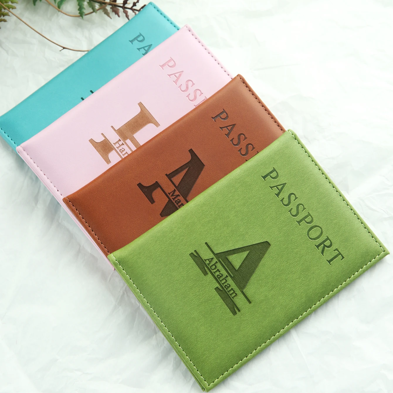 

Personalized Passport Cover Custom Engraved Name & Initial Travel Document Case Custom Gift for Honeymooners & Travel Lovers
