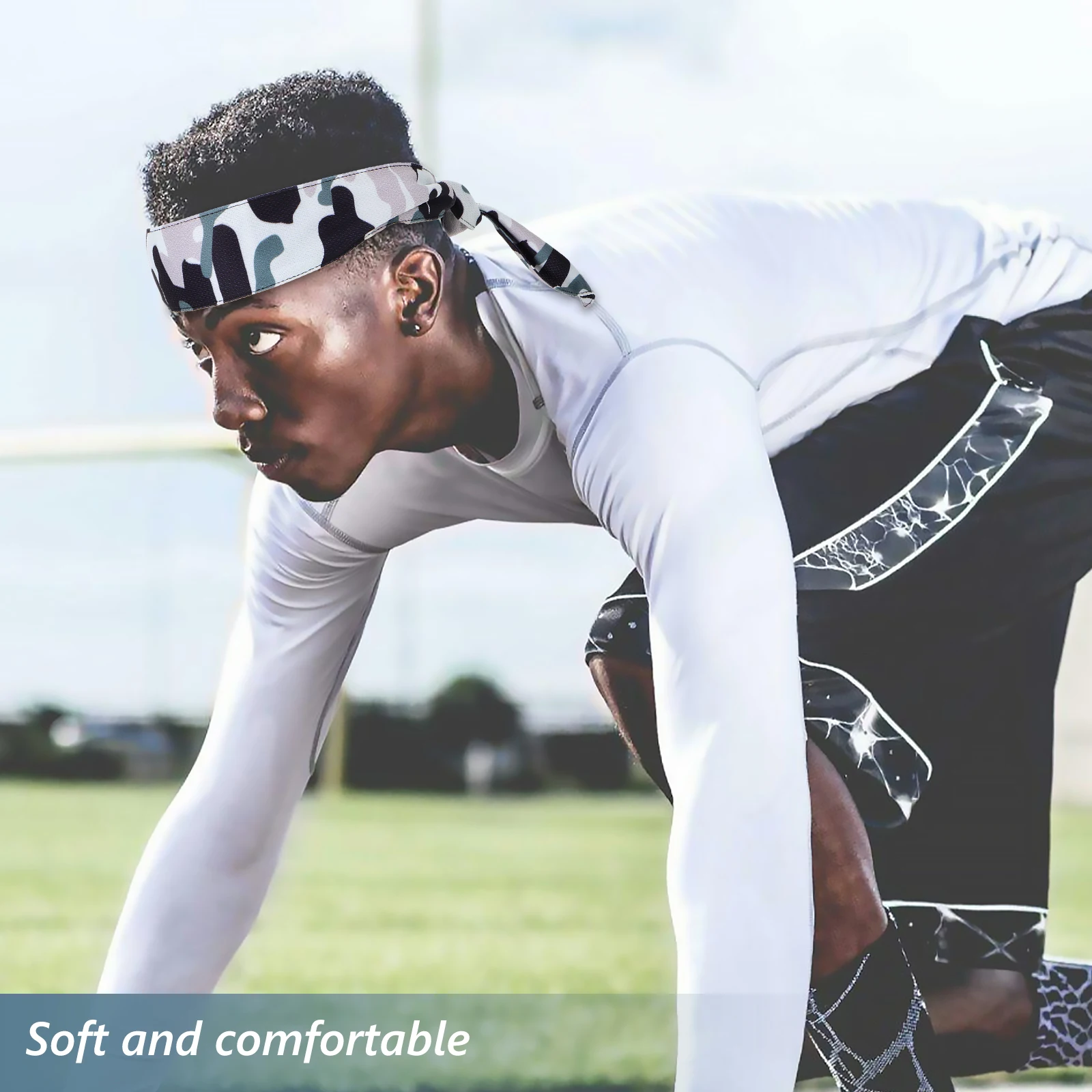 

Sports Bandana Headbands Adjustable Gym Sweating Black Polyester Exercise Men Women