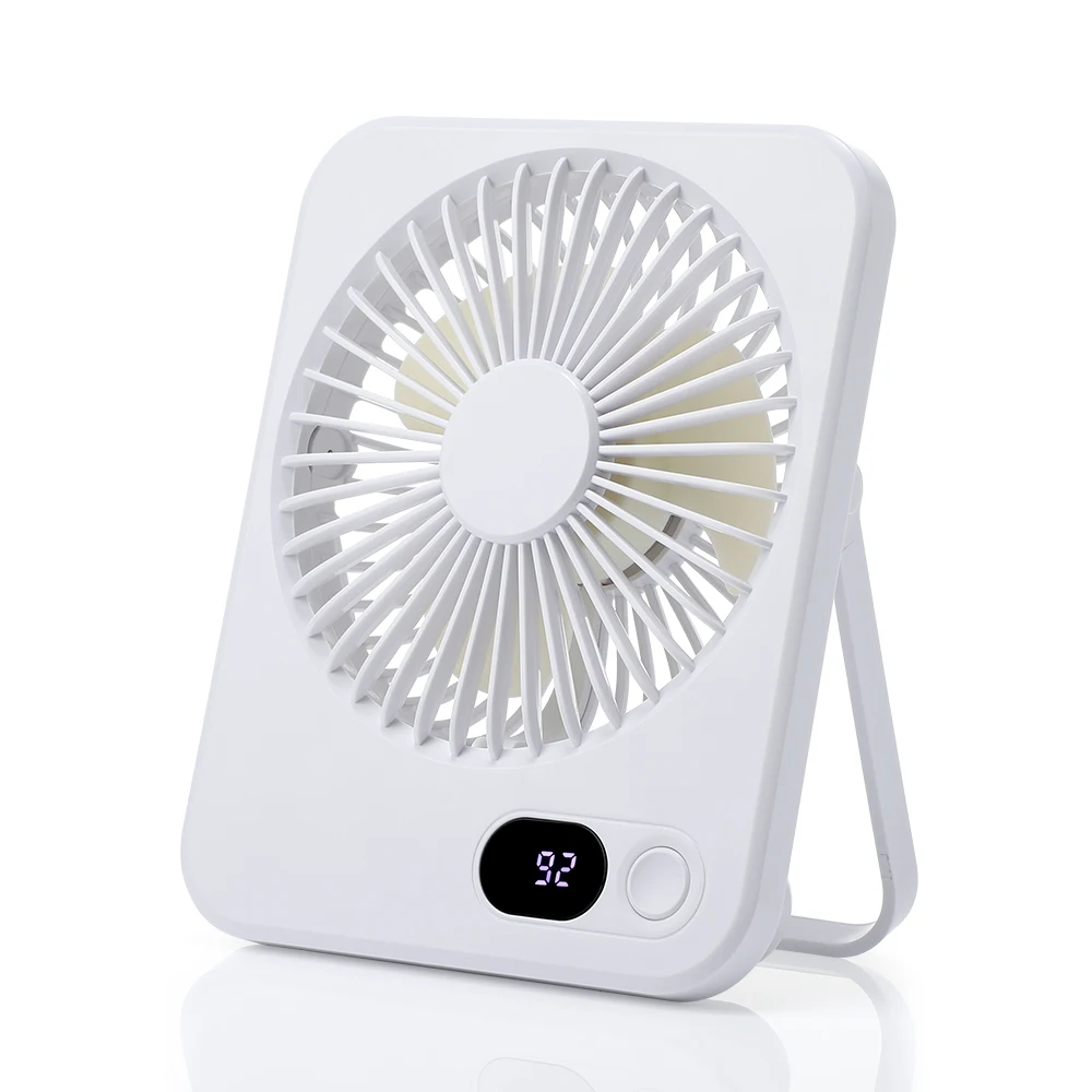 Ultra-Thin Desktop Fan Handheld Portable Fan Hanging Wall Fan Five-speed Strong Wind Power Display USB Charging