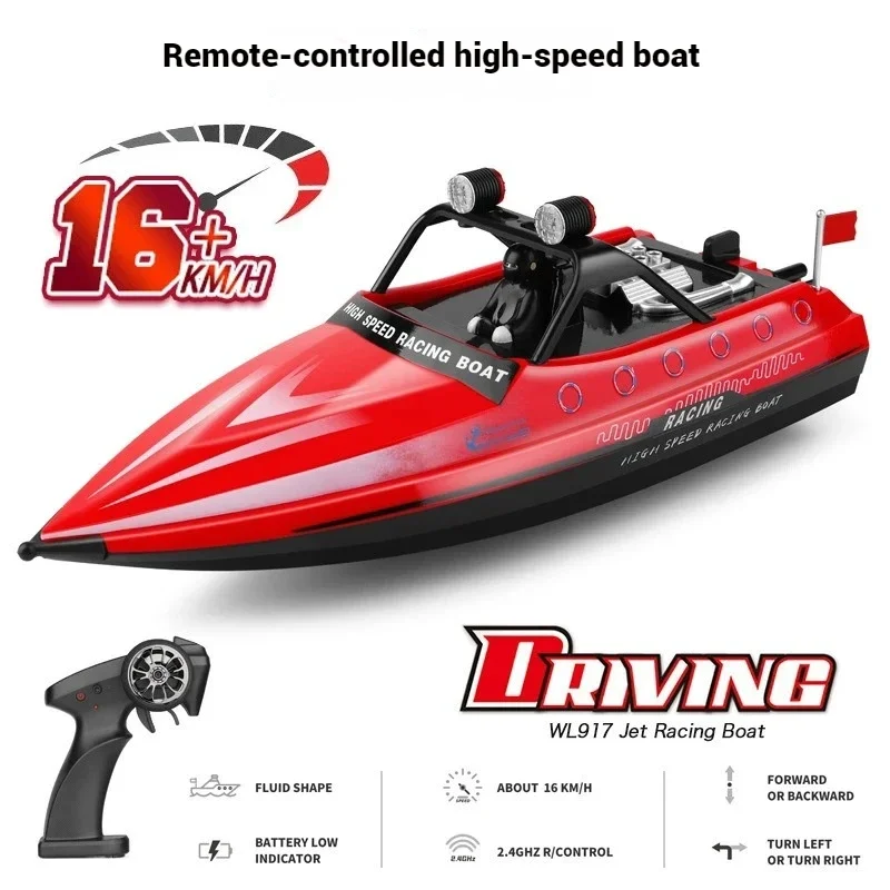 Nieuwe WLtoys WL917 RC-boot, 2,4 GHz, 16 km/u, mini lichtgewicht hoge snelheid ​ ​ Elektrisch bootmodel, speelgoedcadeau voor jongens met LED