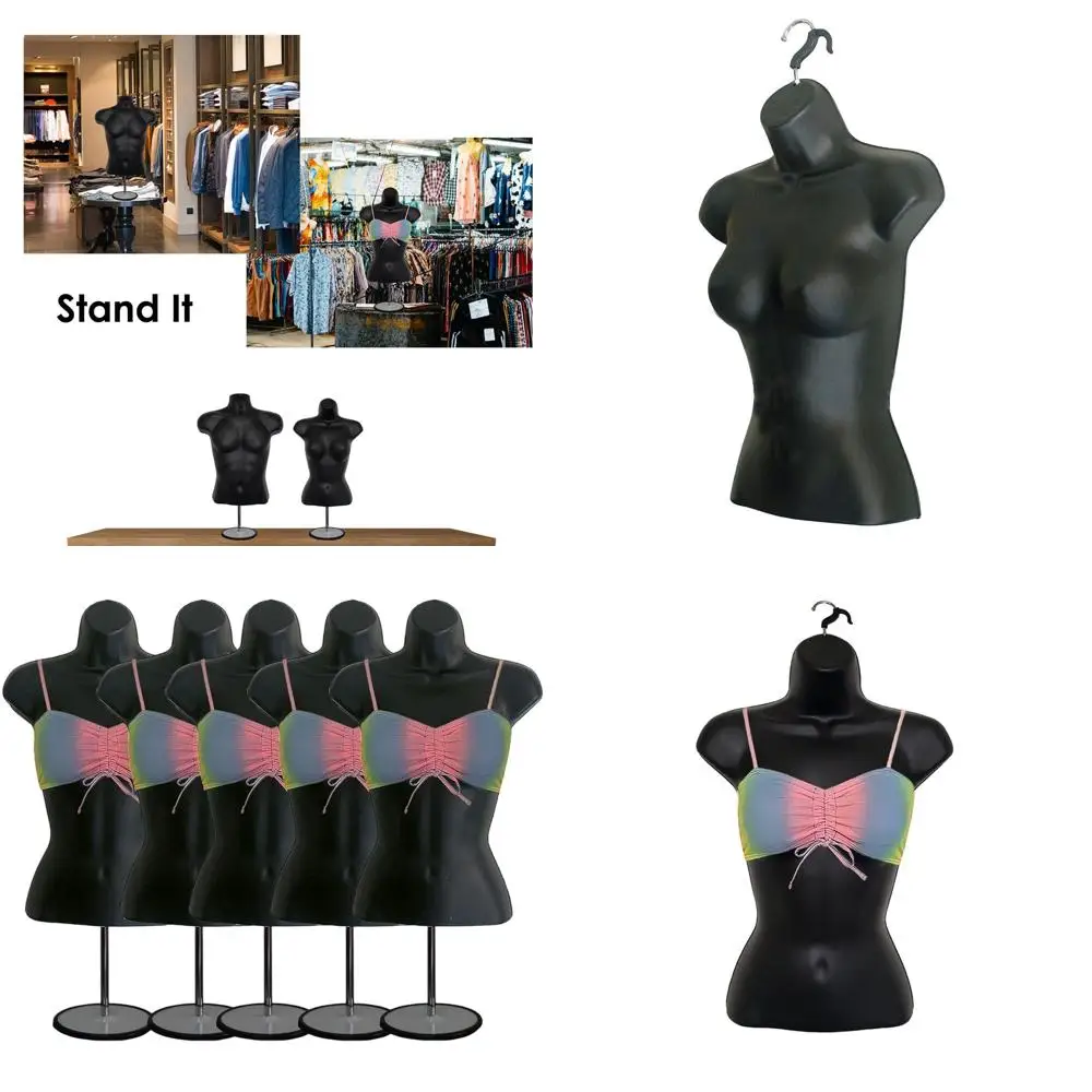 

Stackable S-M Size Female Mannequin Torso with Metal Stand for T-Shirt Displays and Design Shows