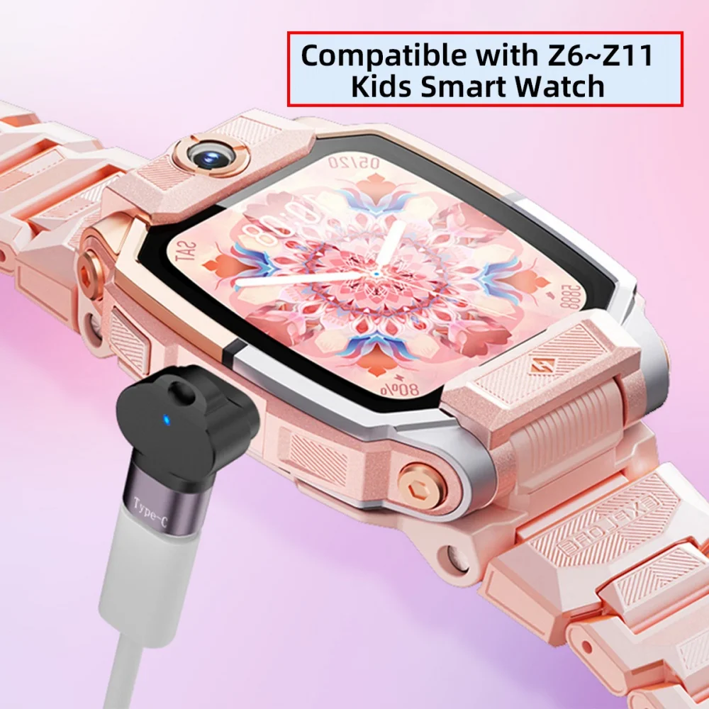 2 قطعة/الوحدة المغناطيسي ساعة ذكية محول الشحن العمودي USB نوع-C إلى 2-Pin متوافق مع IMOO Z6 Z6S Z6Pro Z7 Z7A Z7S