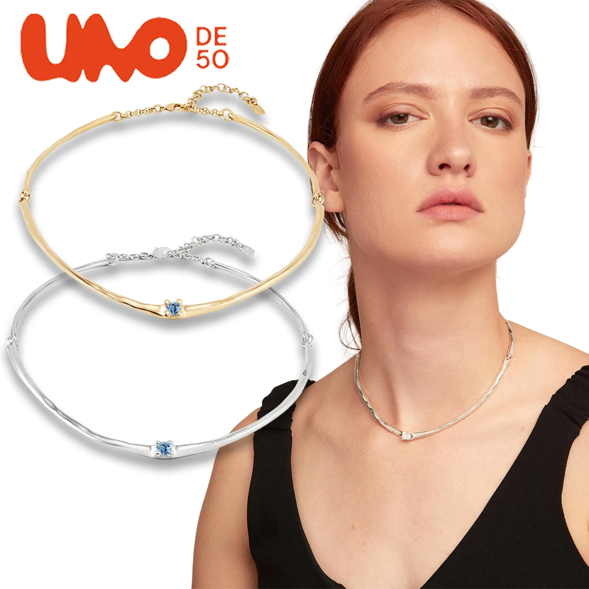 

UNODE50 necklace Crystal necklace, fashionable and luxurious round collar, handmade in Spain