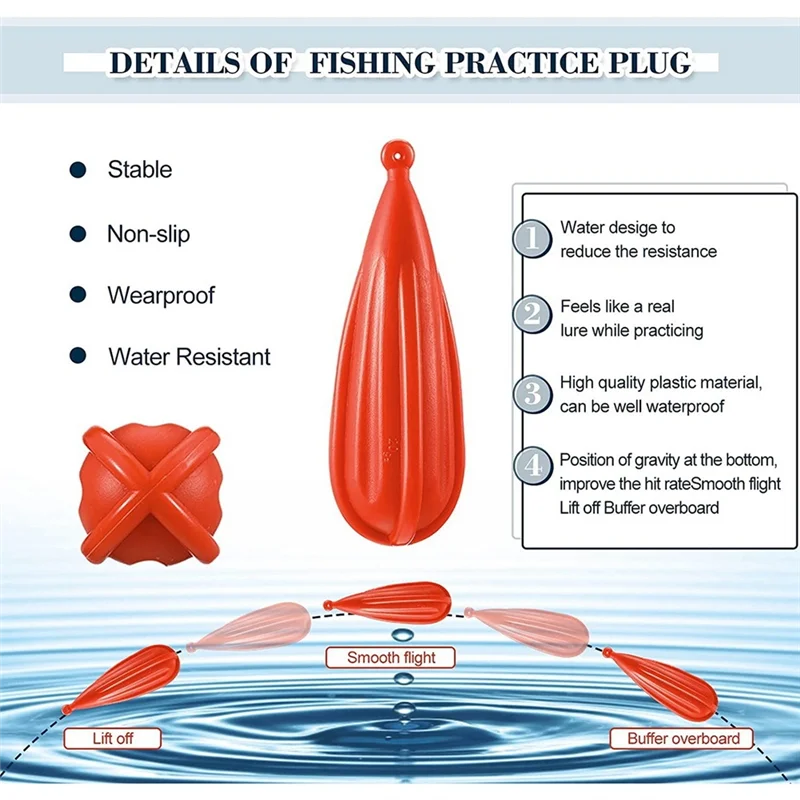 Fishing Practice Plug Fishing Casting Plug Baitcasting Rubber Practice Plug Suitable for Improving Casting Skill,6Pcs