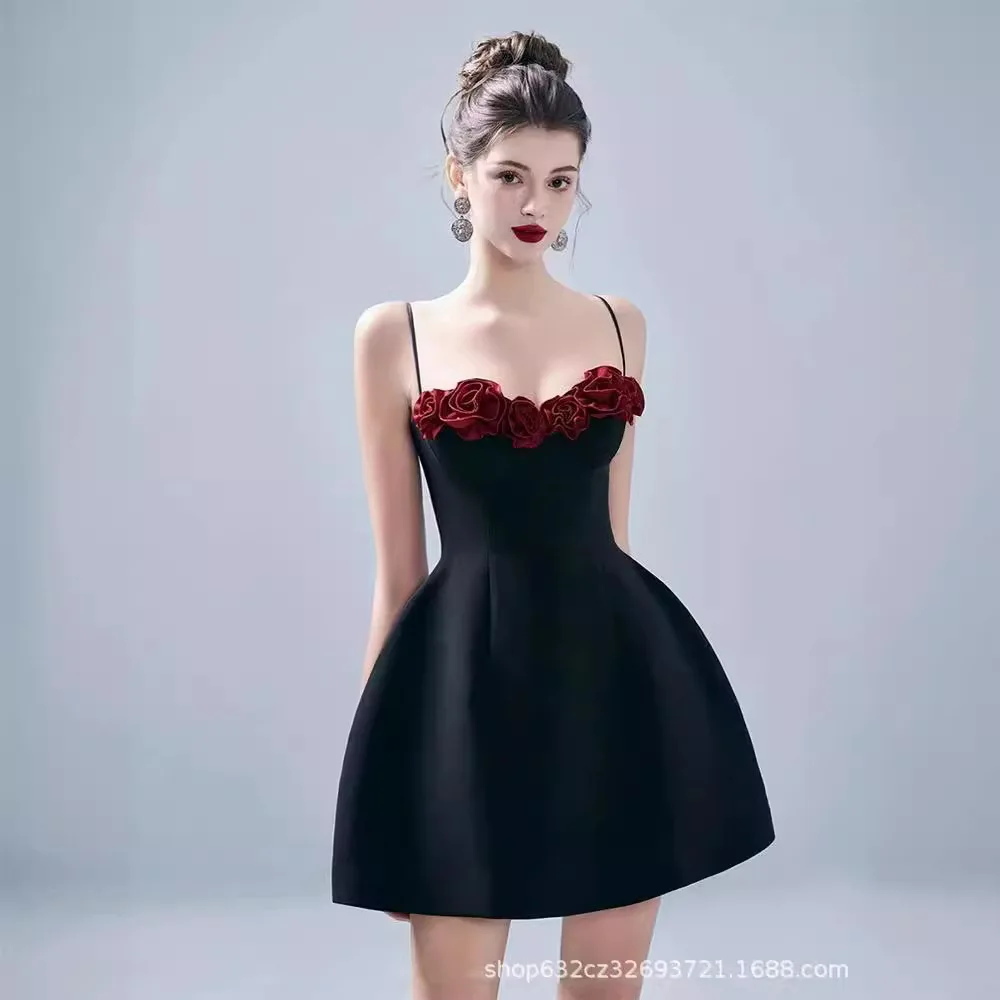 Fashionable Lady Exquisite Flower Waist-Tight Dress Women 2024 Early Spring New Feminine Sleeveless Dress Chic Beautiful Dresses