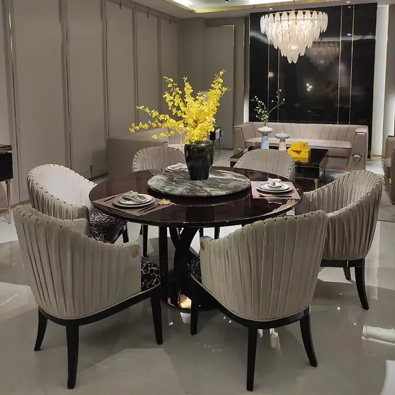 #Modern Dinning Room Furniture Wood Dining Set Hardware Dining Table Base Restaurant Round Shape Dining Table