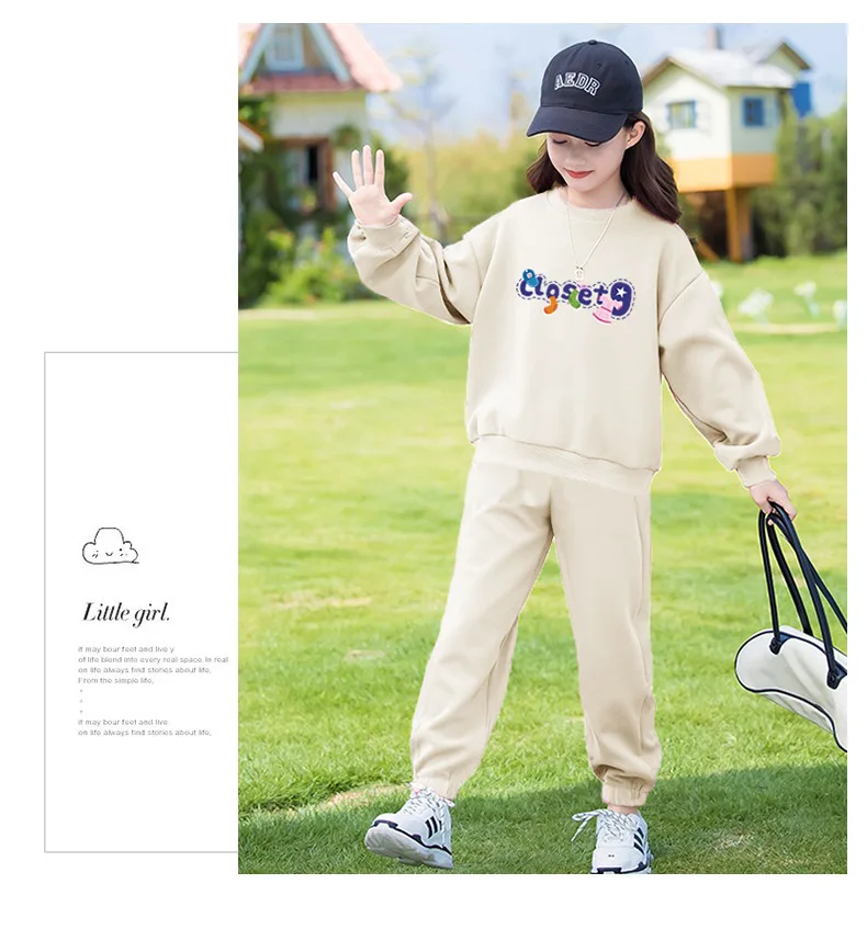 2024 autumn winter Kids tracksuit Children Girls Clothes Casual sweatshirt T-Shirt + long Pant Suit Teenager 4 6 8 to 10 12 year