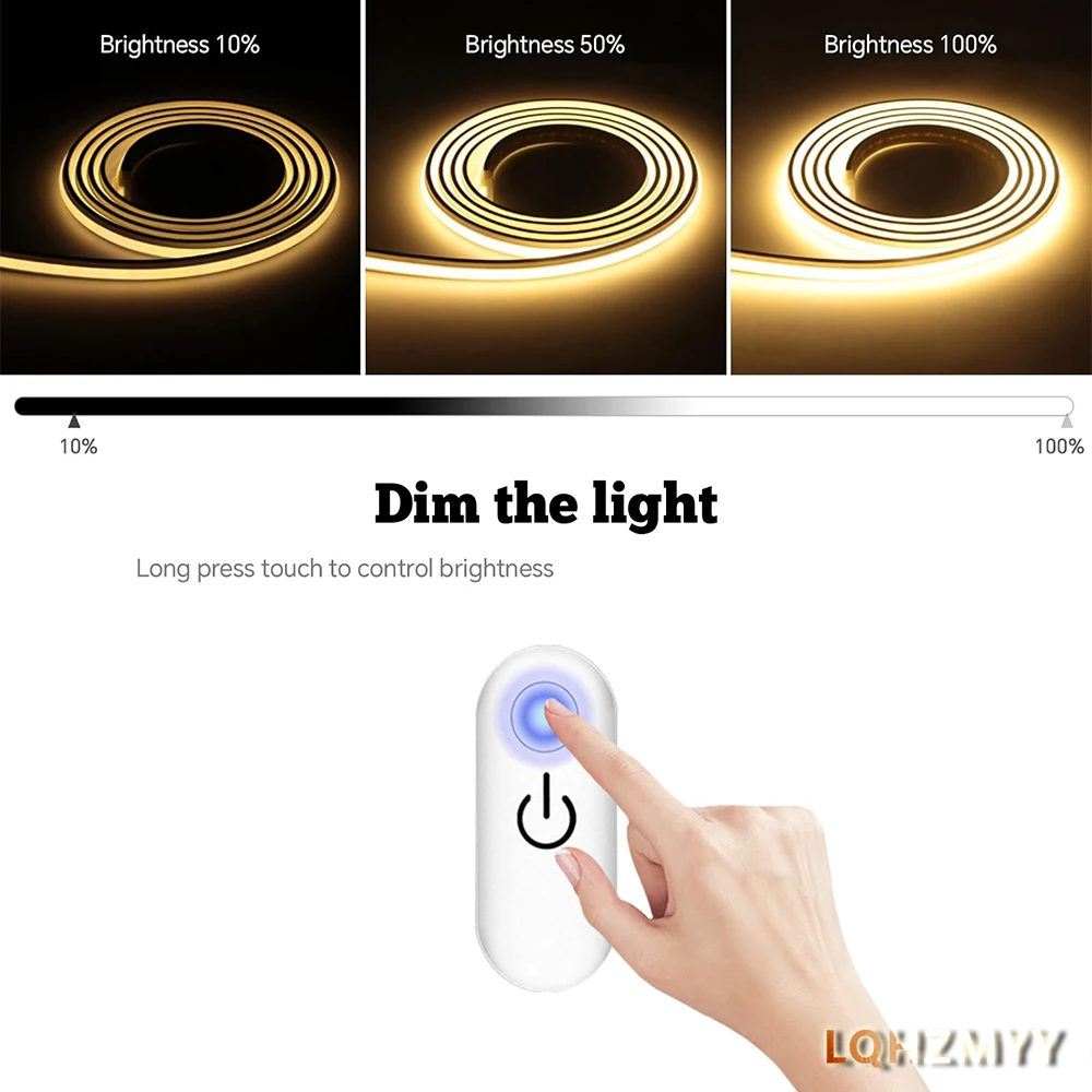 5V Cob Neon Light, Led Neon Light with Touch Dimmer, Cob Neon Light Strip, Warm Light/White Light, 1M/2M/3M/4M/5M, Suitable for Indoor Room Ceiling, Tv Cabinet, Cabinet Background Decoration, Holiday Party Space Main I