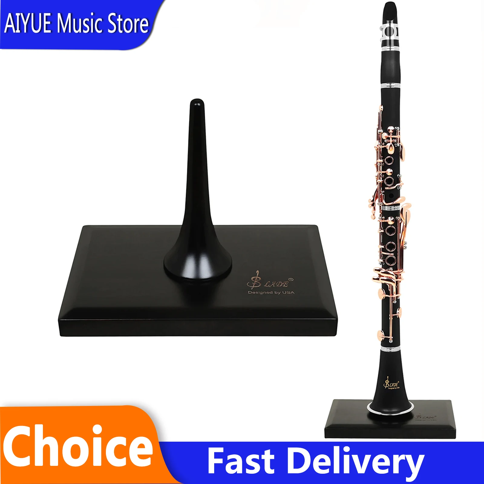 SLADE Clarinet Stand Detachable Maple Base Bracket for Bb Clarinet Display with Anti-Slip Pad Woodwind Instrument Accessories