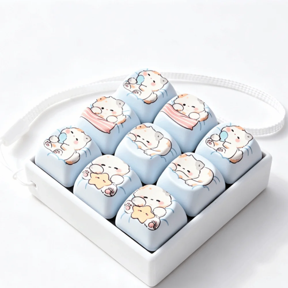 Cat Paws Fidget Clicker Keychain Key Cap Clicker Finger Button Keyboard Fidget Keyring Mini Keyboard 9 Keys