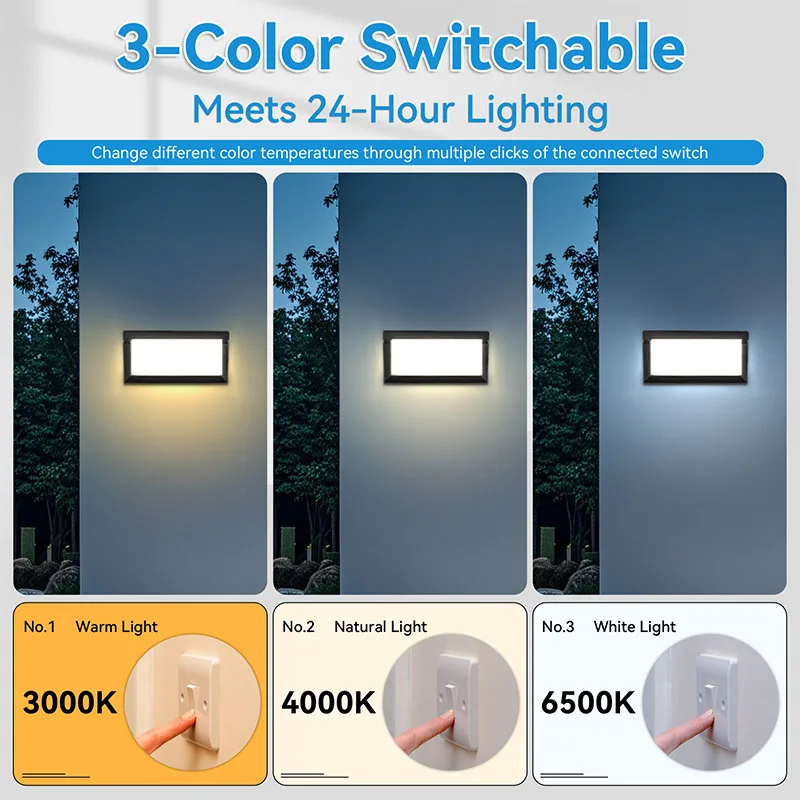 

3-цветный переключаемый светодиодный уличный настенный светильник, водонепроницаемый IP65, светодиодное наружное освещение, освещение для крыльца, балкон, садовые фонари, настенный светильник