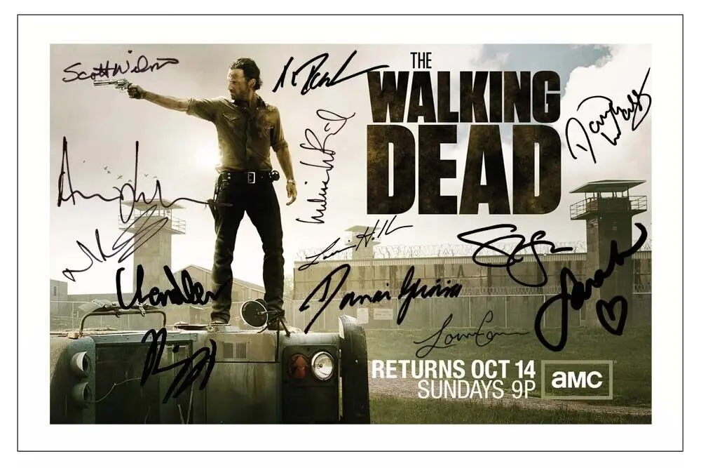 

THE WALKING DEAD SEASON 4 SIGNED Art Film Print Silk Poster Home Wall Decor