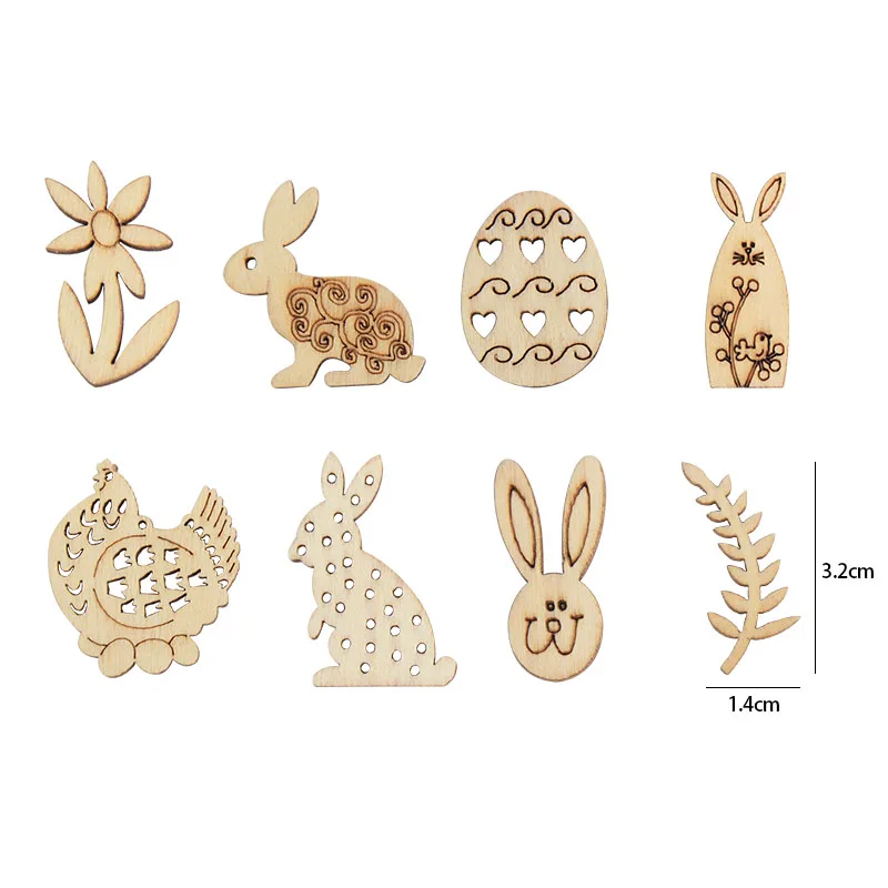 Huevos de conejo de Pascua Feliz, artesanía de madera, decoraciones para fiesta en casa, adornos colgantes de virutas de madera, artesanía Natural,