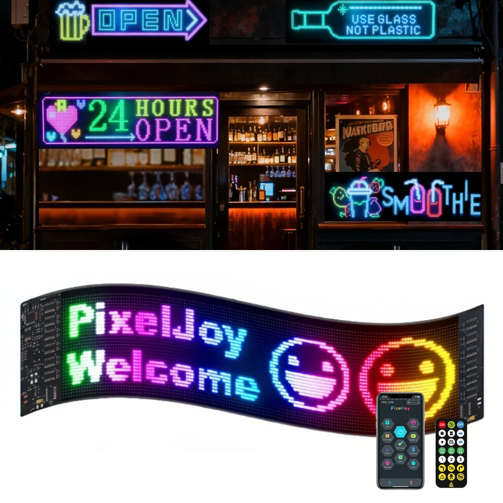 スマートledフレキシブルスクリーンスクロール広告ledサインライト、bluetoothアプリ制御、diyカーロゴパターン表示ライト