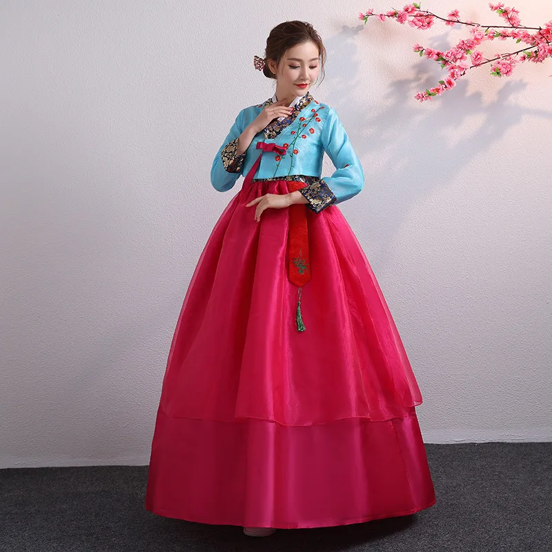 Hanbok for Women Korean Traditional Costume Minority Palace Performance Court Clothes Flower New Year Wedding Party Dance Dress