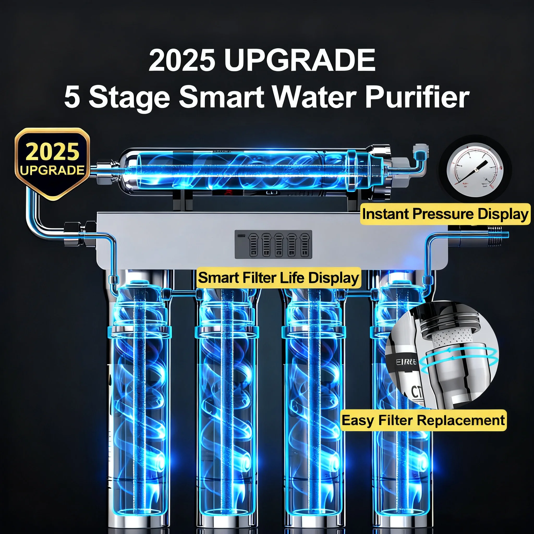 

EIREE Household 0.01μm Water Filter 5-Stage Ultrafiltration UF Water Purifier Filter for Drinking Removes Impurities and Odo