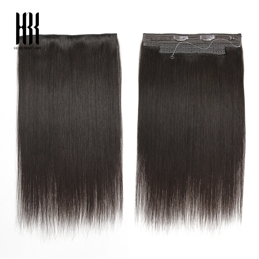 هالو وصلات شعر 100% ريمي الشعر البشري 16-22 بوصة سلك مخفي للإزالة الفيلكرو كليب في الشعر ريمي الإنسان خيط صنارة الصيد ملحقات #3