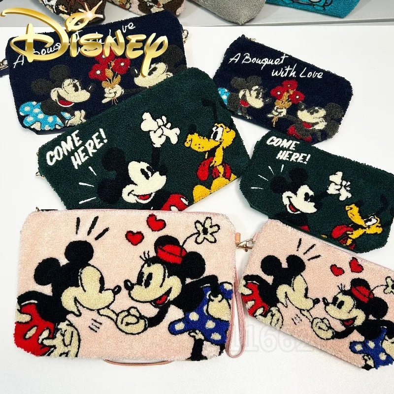 

Disney Mickey and Minnie Mouse New Plush Wallet Cartoon Embroidered Plush Shoulder Bag Fashion Plush Women's Crossbody Bag