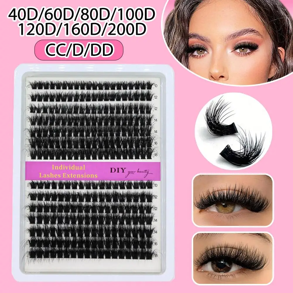 Cílios clusters falso vison cílios extensão volumoso fofo fino gato cílios clusters maquiagem
