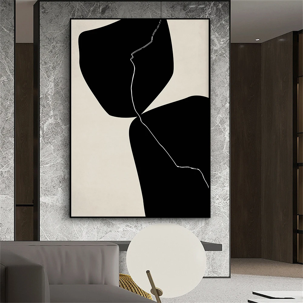 Beige And Black Abstract Art Print Poster Scandinavian Art Poster Minimalist Gallery Wall Art Canvas Painting Home Nordic Decor