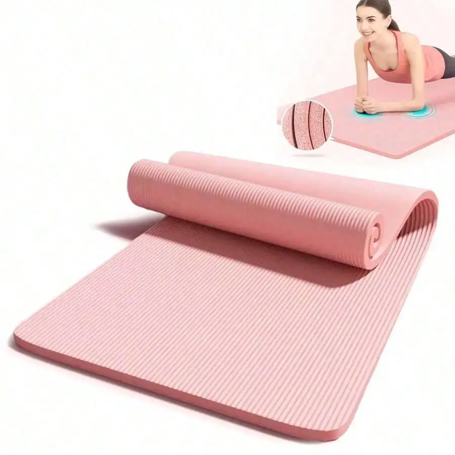 Yoga Mat  Extra Thick High-Density Exercise Mat With Non-Slip Surface & Carry Strap For Men & Women Tear-Resistant Pilates Workout Mat For Home Gym, Floor Fitness