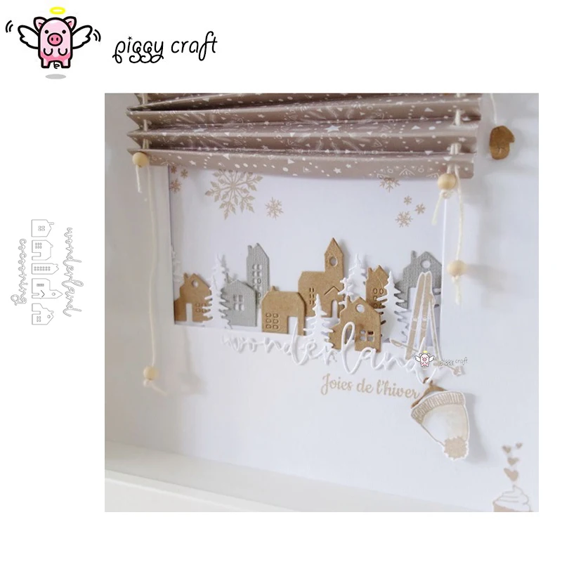 Piggy Craft Metall-Stanzformen, geschnittene Matrizenform, Haus, Briefdekoration, Sammelalbum, Papier, Basteln, Messerform, Klingenstanzer, Schablonen