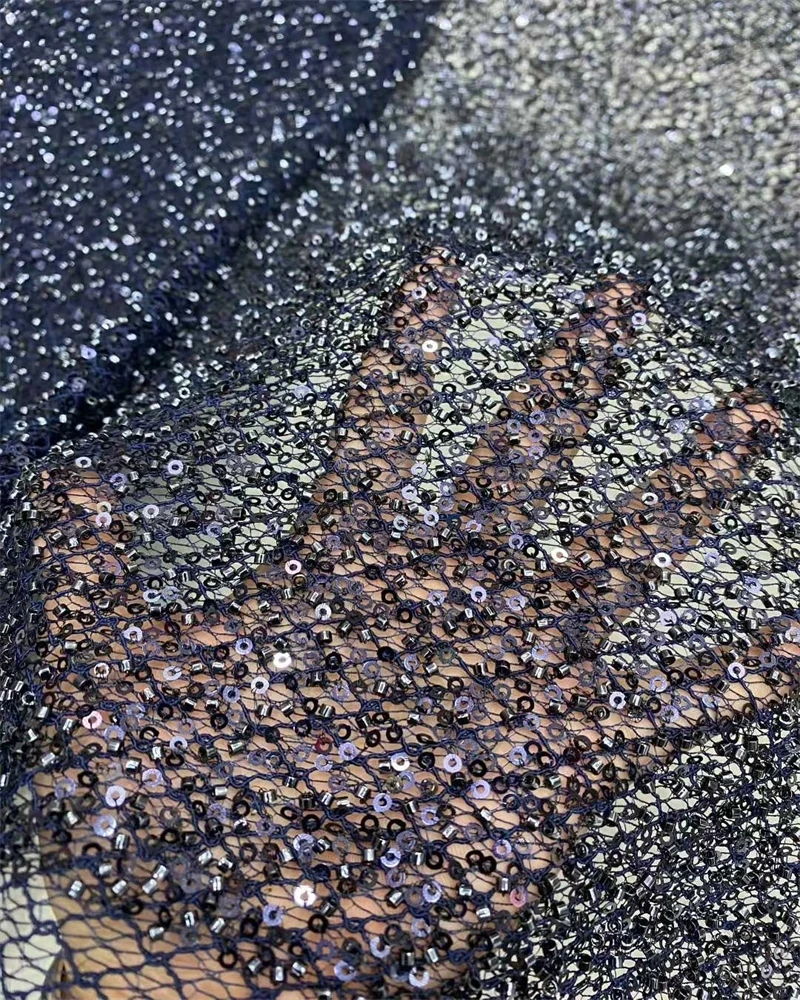 

High Quality African Groom Lace Fabric with Sequins Embroidery Nigerian French Lace for Wedding Party Dresses