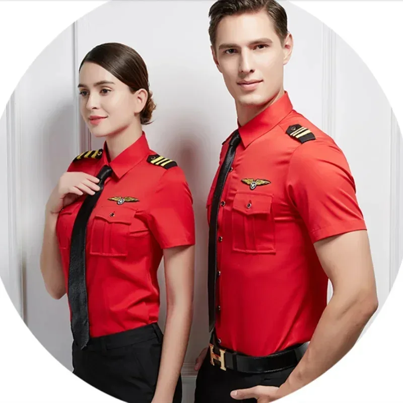 ♥ 2025 New Plane Captain Uniform Air Pilot Force Flight Suit KTV Halloween Cosply Dress Up ★☆ly99