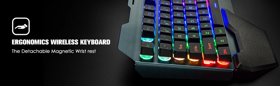 Wireless Gaming Keyboard and Mouse Set Rainbow/RGB Backlit Rechargeable Keyboard and 7 Color Gaming Mute Mouse with Pad
