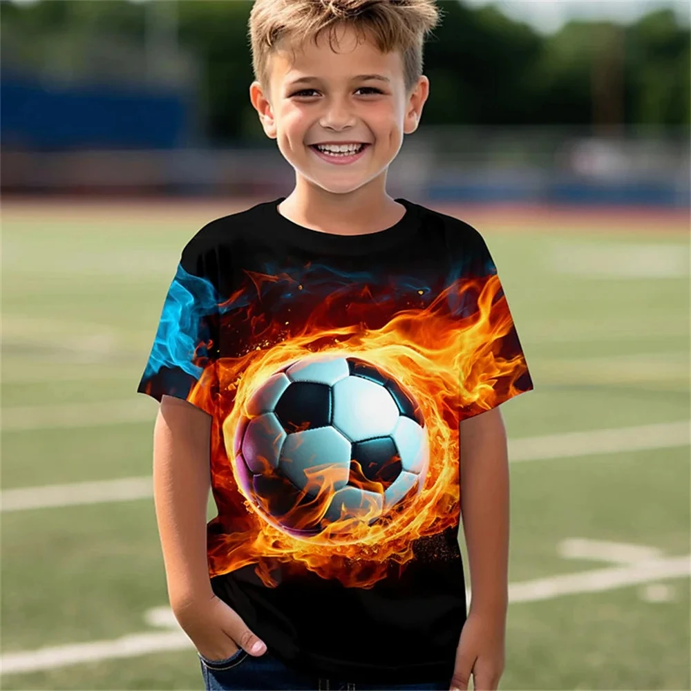 

Children's Clothing Girls Soccer Jersey Short Sleeve Boy Football Print Tops for Kids Korean Tees New In Summer T-Shirt