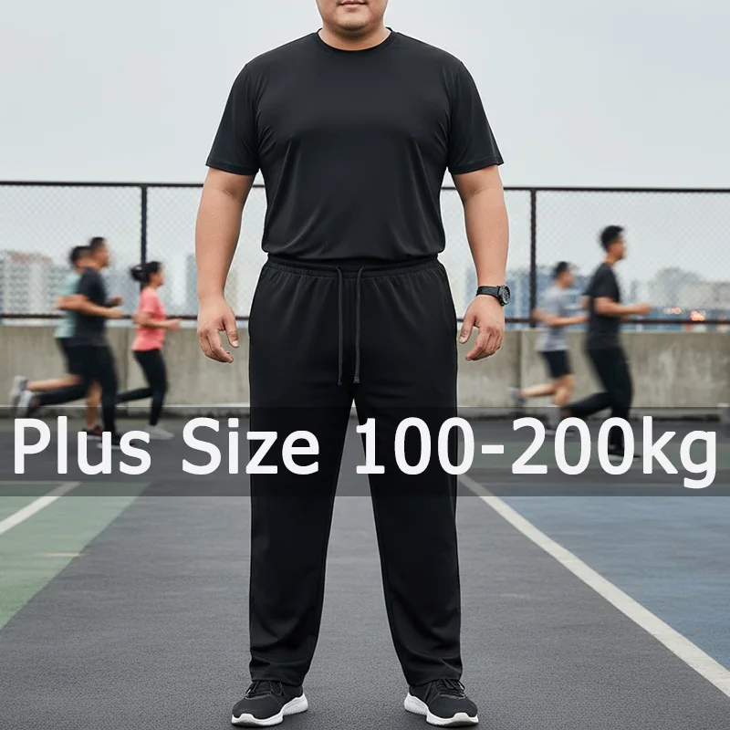 

Plus Size Men Black Long Pants Autumn Winter Sport Casual Pants 4XL 5XL 6XL 7XL 100-200kg Loose Trousers Big Size Men Clothing