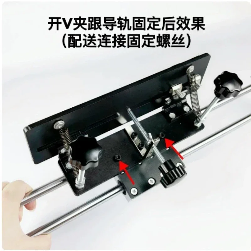 DIY Fixed Angle Sharpening Jig with Rail V Clamp, Belt Grinder Knife Blank Rough Grinding Tool for Knife Making