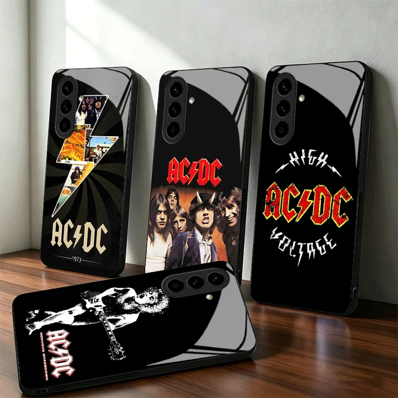 Ac-Dcs Rock Band Music Glass Phone Case for Samsung A17 A16 A15 A14 A13 A57 A56 A55 A54 A53 A37 A36 A35 A34 A33 A27 A26 A25 A24