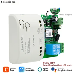 Tuya Smart Garage Door Opener Switch Module AC DC 7-32V 85-250V 433 Remote Control Relay Smart Life APP Garage Gate Controller