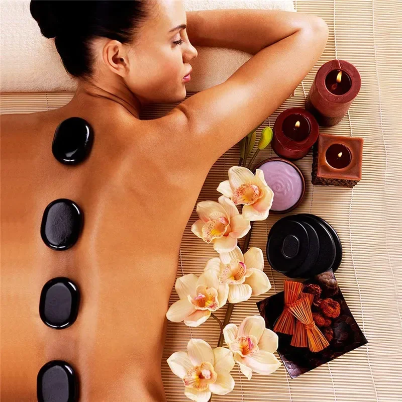 1pcs Massage Energy Power Stone 12 Types Volcanic Hot Stone SPA Back Compress Basalt Rock Relaxation Essential Oil Massage Tools