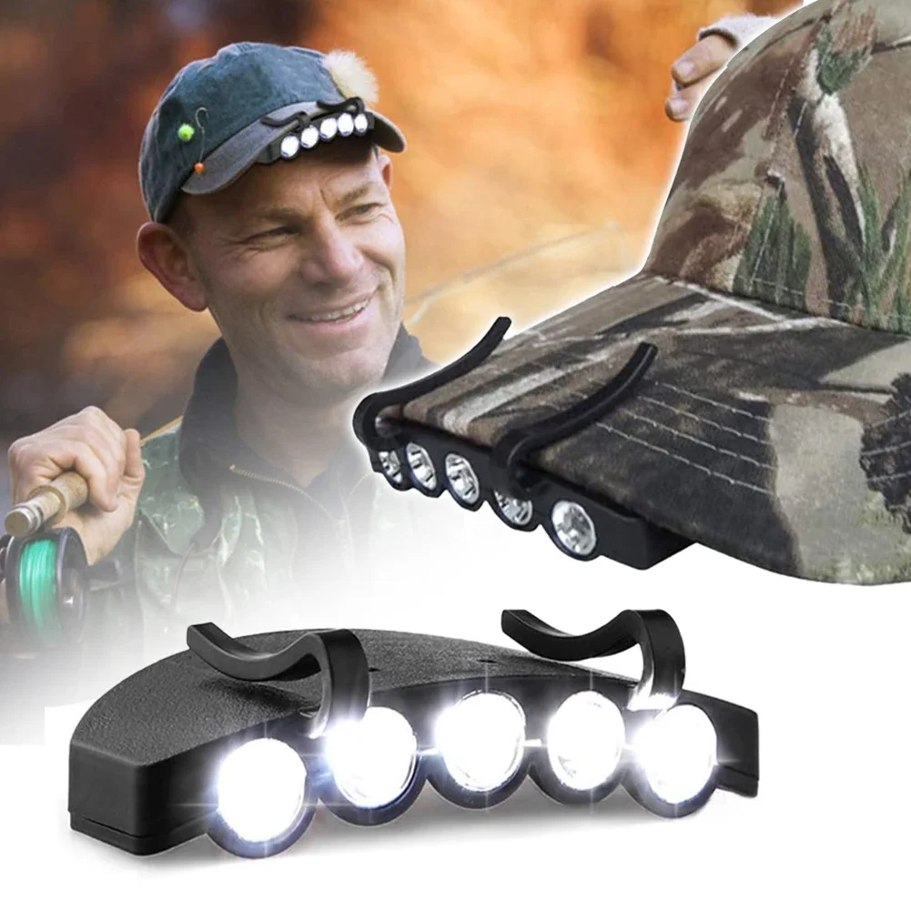 

5 Led Cap Light Outdoor Hat Clip Fishing Lamp Portable Brim Light For Night Running Cycling Camping Hiking Headlamp Headlight