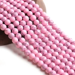Natural Stone Beads Howlite Pink Turquoise Round Loose Spacer Bead For Jewelry Making DIY Charm Bracelets Necklace 6/8/10MM