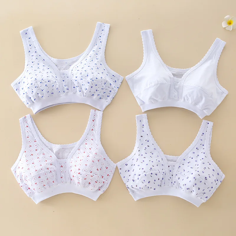 Senior Women Plus Size Bra Vest Loose Thin 100% Cotton Undergarment Oversized Comfortable Wireless Brassiere for Elderly Ladies image 2