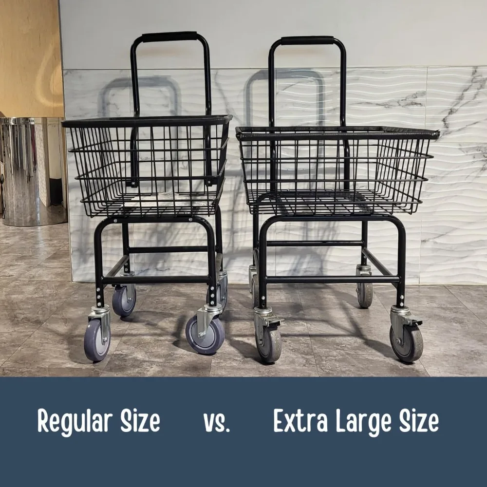 LVP Work Horse製 業務用ランドリーカート（取り外し可能なハンドル付き）- ブラック、標準サイズ