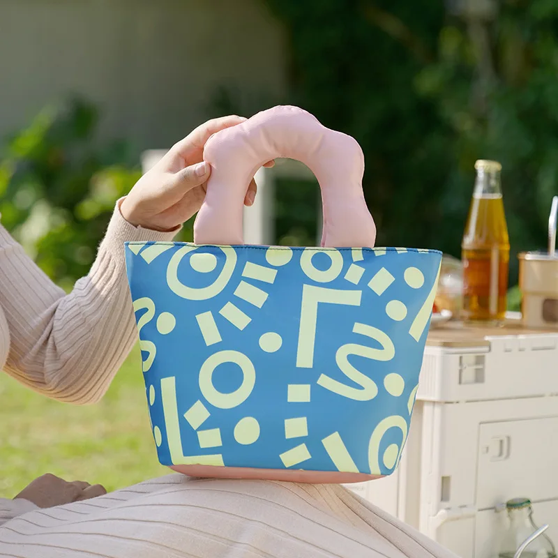 オリジナル落書き弁当箱バッグ通勤ランチ断熱弁当袋肥厚アルミ箔小さなピクニックバッグ