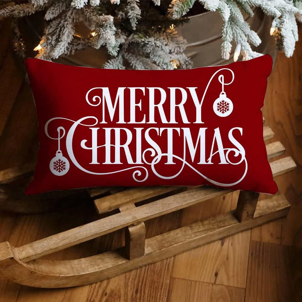 

30x50cm Rectangle Christmas Multicolor Pillowcase Pillow Cover Linen Pillowslip Home Textile Christmas Decorations Home Decor