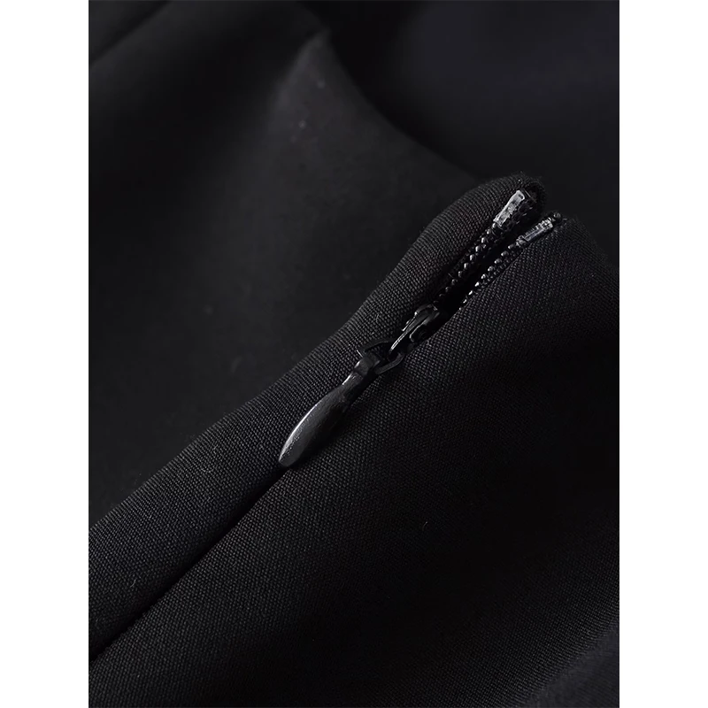 Yenkye preto sexy vestido sem alças feminino plissado hem retalhos magro a linha festa mini vestidos roupas chiques