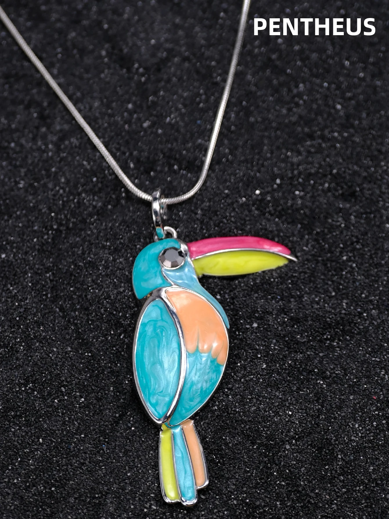 

Luxury Woodpecker Necklaces for Women Vintage Long Chain with Colored Pendant Korean Fashion Handmade Stainless Steel Jewelry