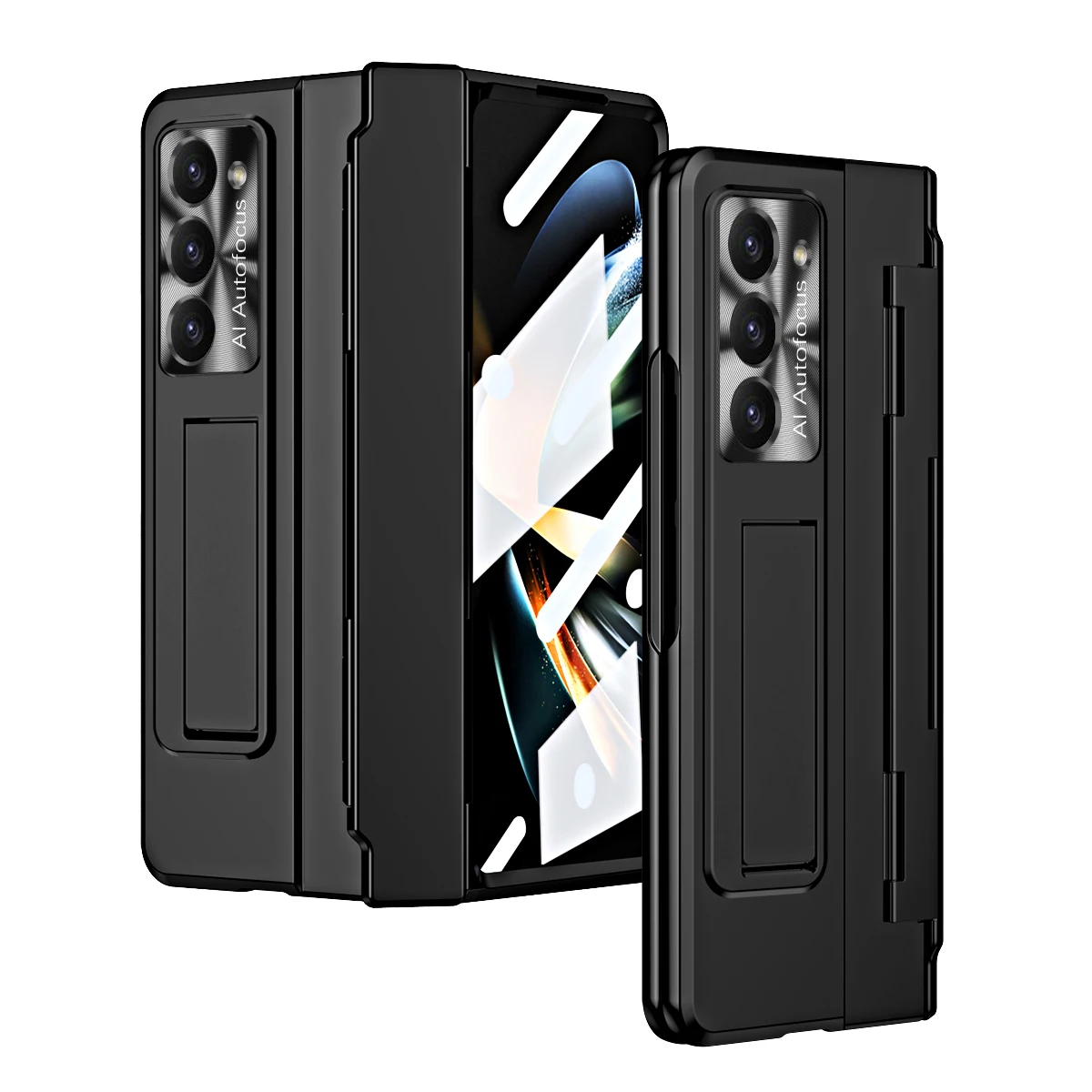 

For Samsung Galaxy Z Fold 6 5 4 3 Case Luxury Matte Bracket Folding Hinge with Tempered Film Optional Touch Pen Shockproof Cover