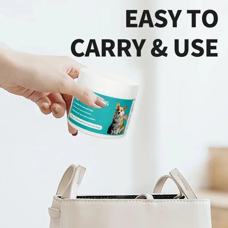 

50/100Pcs Pet Cleaning Products Eye Wipes To Remove Tear Marks Clean Ears And Teeth Disposable Finger Wet Wipes Pet Supplies