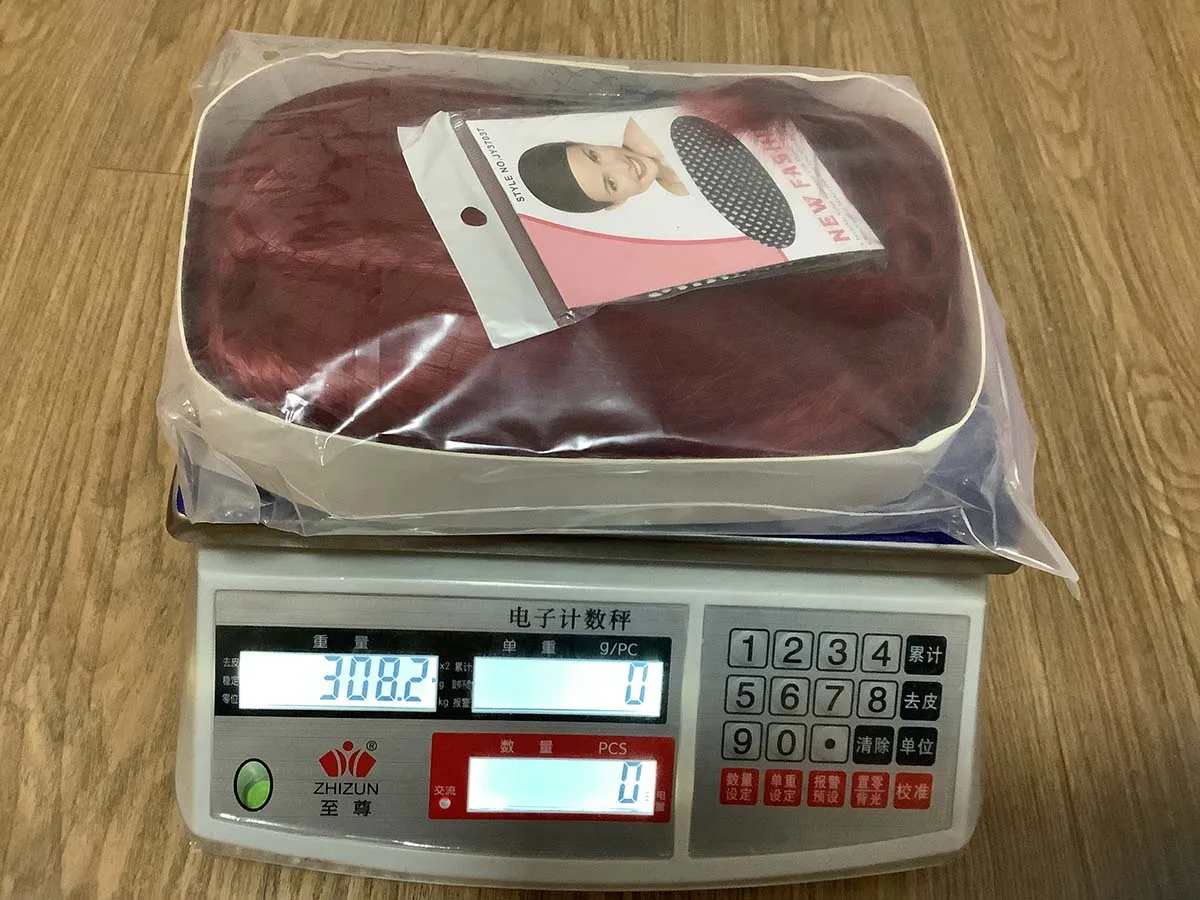 Frauen Anime Cos Mey-Rin Double Tail Rotwein Haar Perücke