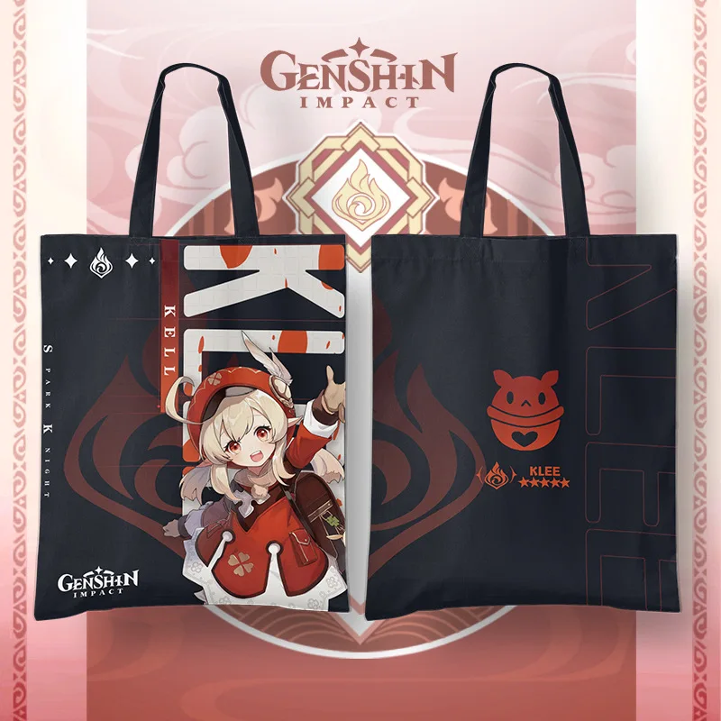 Genshin Impact Fashion Canvas Shopper Bags Women Gothic Punk Cosplay Gan Yu Shoulder Bag Harajuku Large Capacity Vintage Handbag