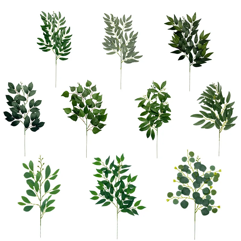 Artificial Green Plant Fake Eucalyptus Leaf Flower Arrangement Accessories Simulated Table Wedding Home Decoration Fake Flowers