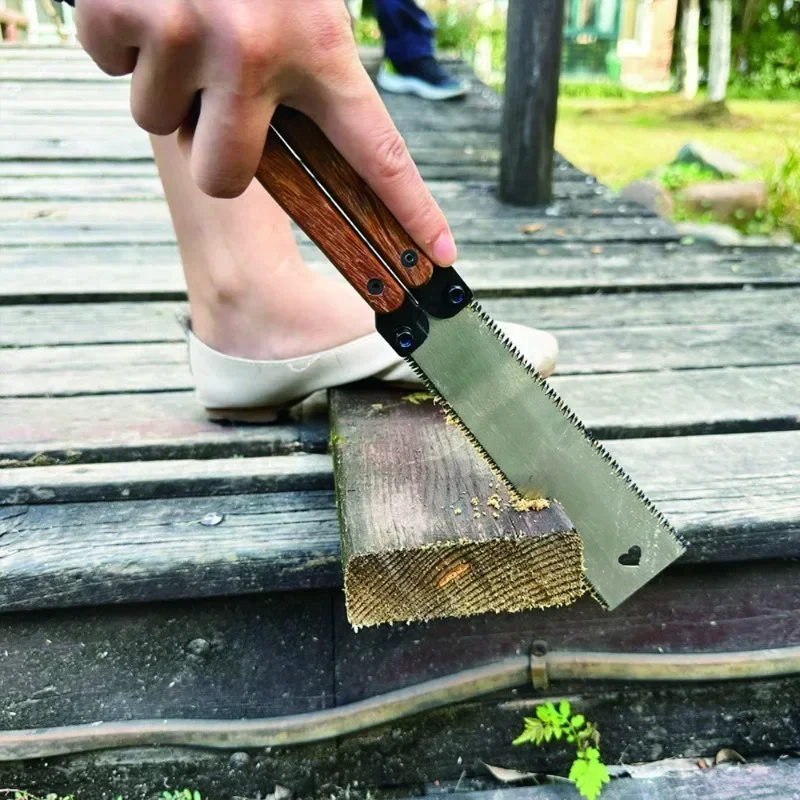 New Folding Small Hand Saw Double-edged Pull Saw SK5 Steel Wood Saw Suitable for Woodworking Camping Household DIY Hand Tools
